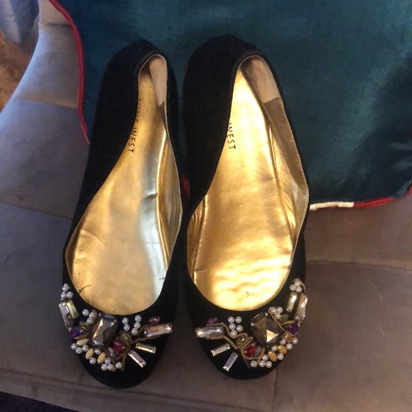 Nine West Black Embellished Flats - Picture 4 of 10
